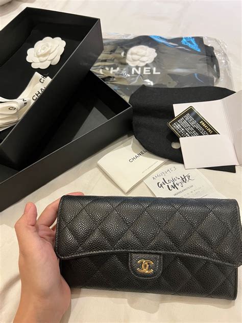 chanel classic long flap wallet calfskin|Chanel flap bag size.